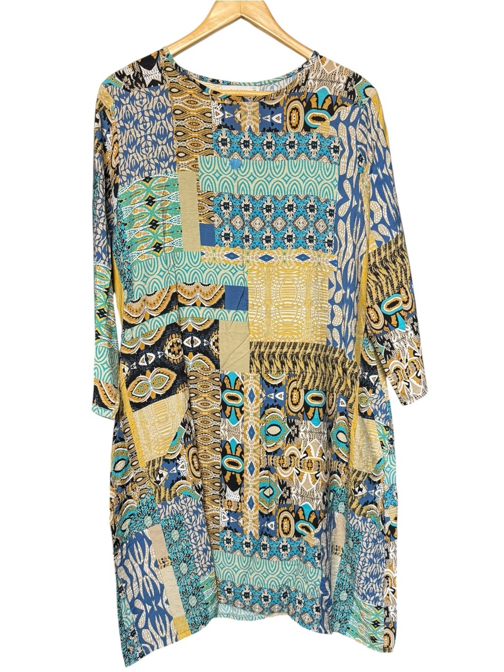 Papaya Multicolor Patchwork Tunic Dress w/pockets M/L